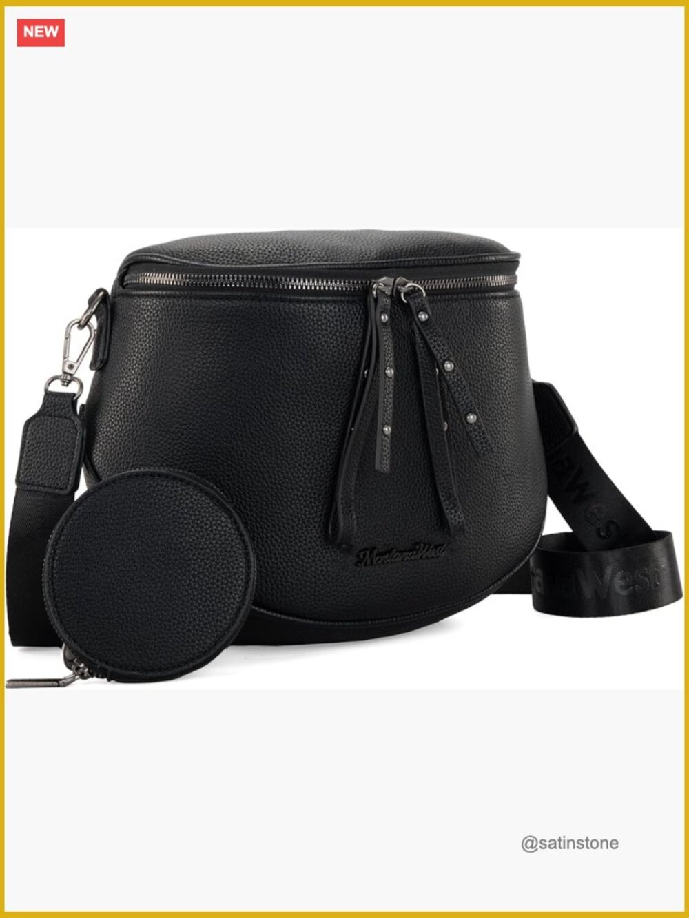 Faux Leather Crossbody Bag with Adjustable Strap and Coin Purse
